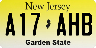 NJ license plate A17AHB