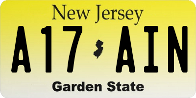 NJ license plate A17AIN