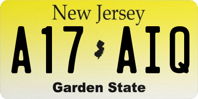 NJ license plate A17AIQ