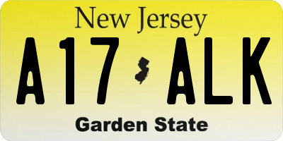 NJ license plate A17ALK