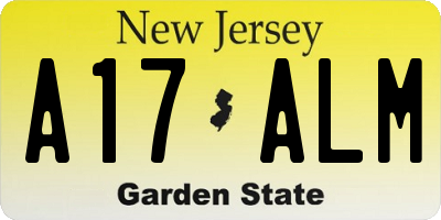 NJ license plate A17ALM