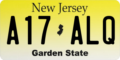 NJ license plate A17ALQ