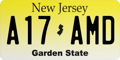 NJ license plate A17AMD