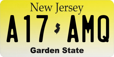 NJ license plate A17AMQ