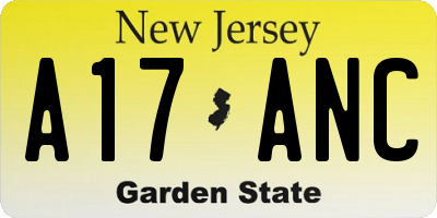 NJ license plate A17ANC