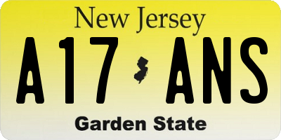 NJ license plate A17ANS