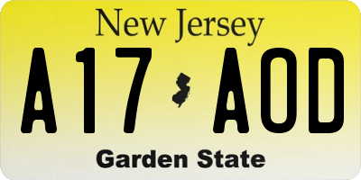 NJ license plate A17AOD