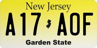 NJ license plate A17AOF