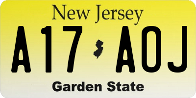 NJ license plate A17AOJ