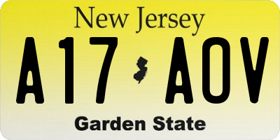 NJ license plate A17AOV
