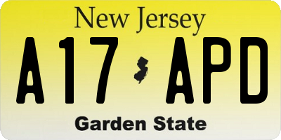 NJ license plate A17APD