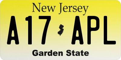 NJ license plate A17APL