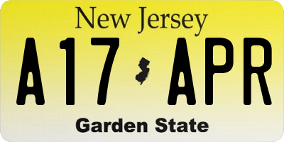 NJ license plate A17APR