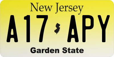 NJ license plate A17APY