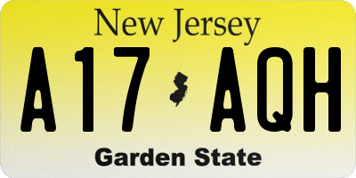 NJ license plate A17AQH