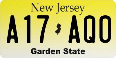 NJ license plate A17AQO