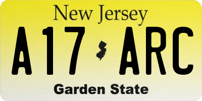 NJ license plate A17ARC