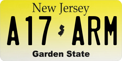 NJ license plate A17ARM