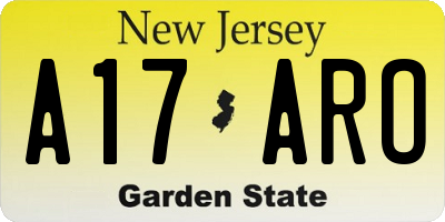 NJ license plate A17ARO