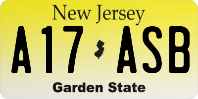 NJ license plate A17ASB