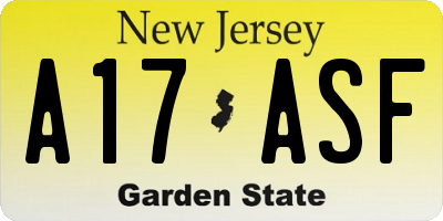 NJ license plate A17ASF