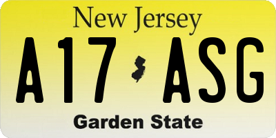 NJ license plate A17ASG
