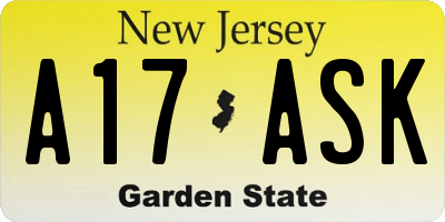 NJ license plate A17ASK