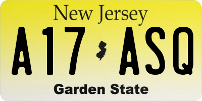 NJ license plate A17ASQ