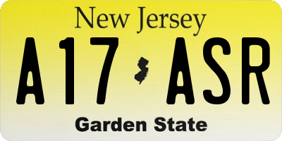 NJ license plate A17ASR