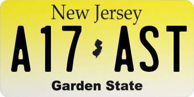 NJ license plate A17AST