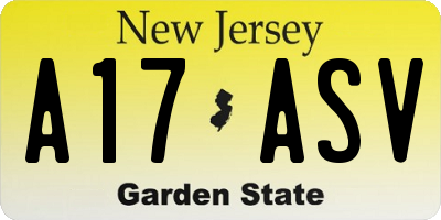 NJ license plate A17ASV