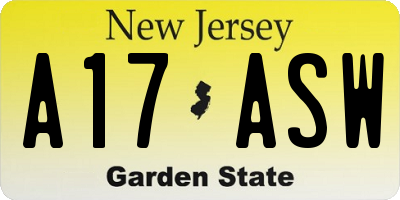 NJ license plate A17ASW
