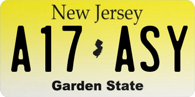 NJ license plate A17ASY