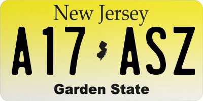 NJ license plate A17ASZ