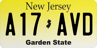 NJ license plate A17AVD