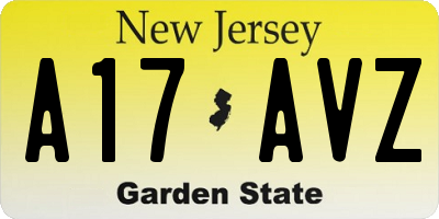 NJ license plate A17AVZ