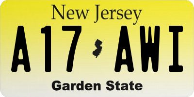 NJ license plate A17AWI