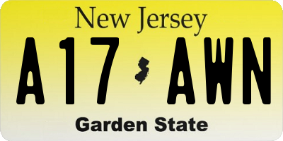 NJ license plate A17AWN