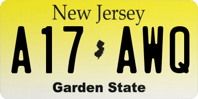 NJ license plate A17AWQ