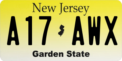 NJ license plate A17AWX
