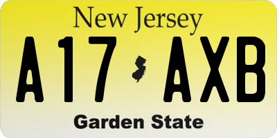 NJ license plate A17AXB