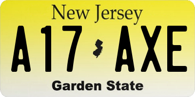 NJ license plate A17AXE