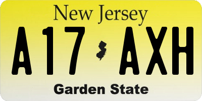 NJ license plate A17AXH