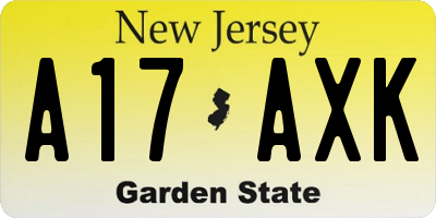 NJ license plate A17AXK