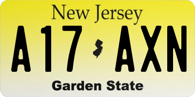 NJ license plate A17AXN