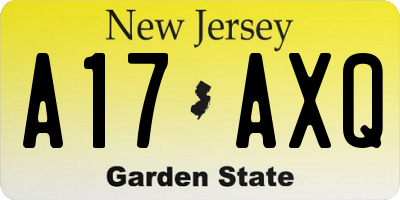 NJ license plate A17AXQ