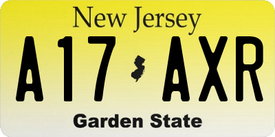 NJ license plate A17AXR
