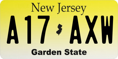 NJ license plate A17AXW