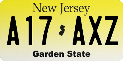 NJ license plate A17AXZ