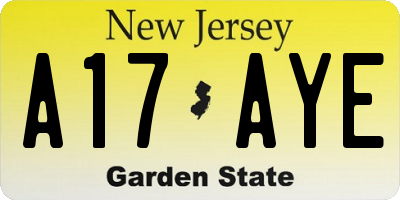 NJ license plate A17AYE